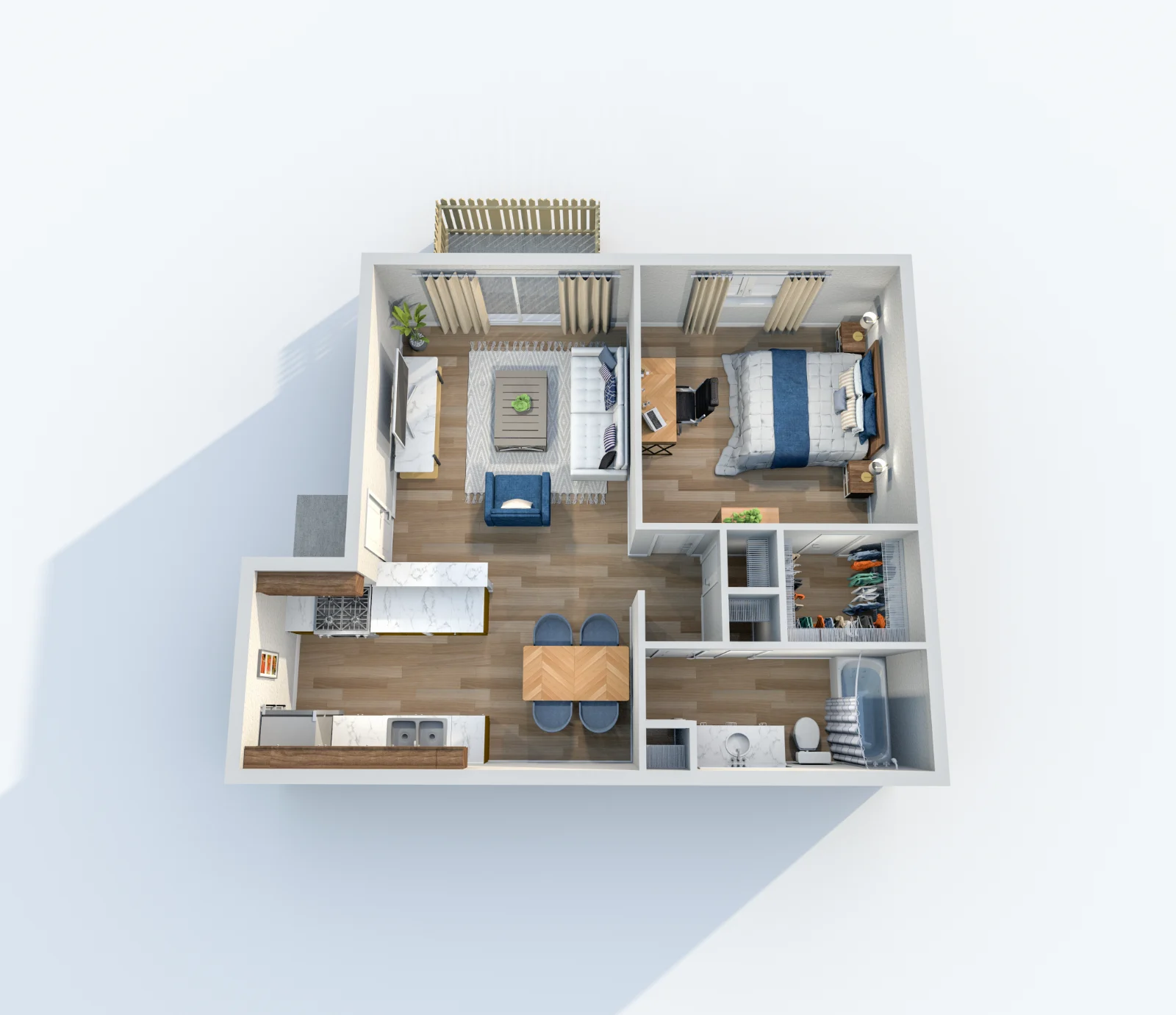 Caden at Lakeside — floor plan, Plan A2 · 1 bed · 1 bath · 650 sq ft